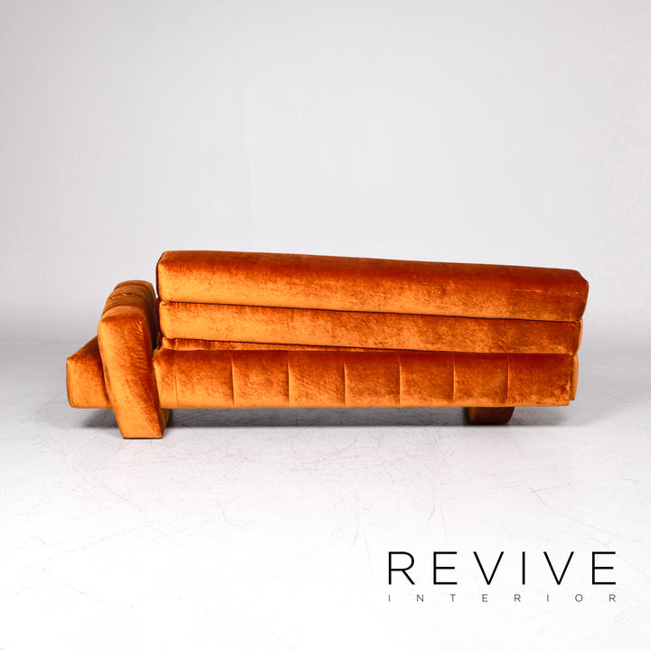 Canapé trois places en tissu velours orange Bretz Confucius #9244