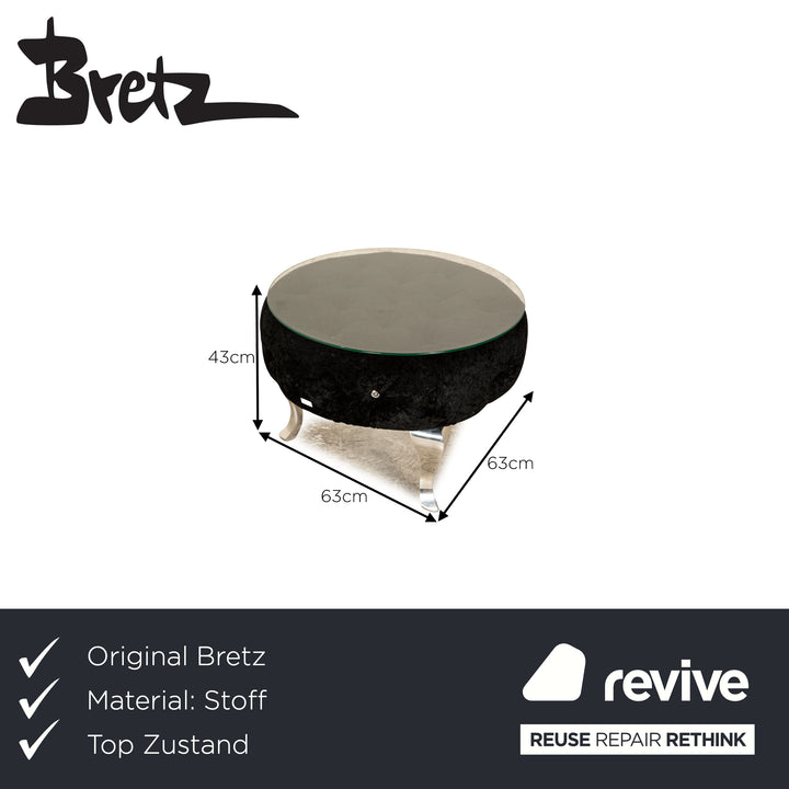 Bretz Pompadour Fabric Stool Black