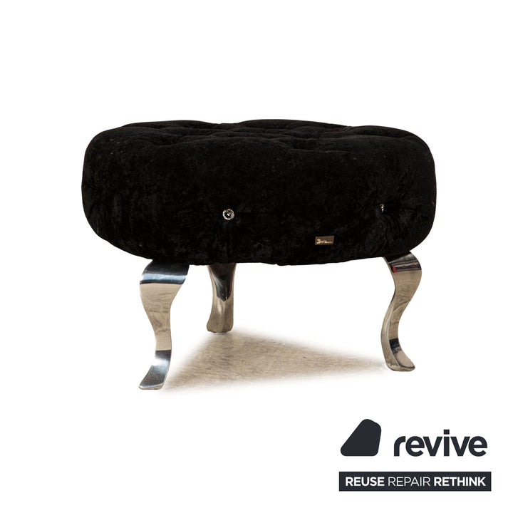 Bretz Pompadour Fabric Stool Black