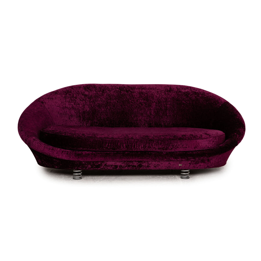 Bretz Pool Fabric Three Seater Purple Sofa Couch Vintage