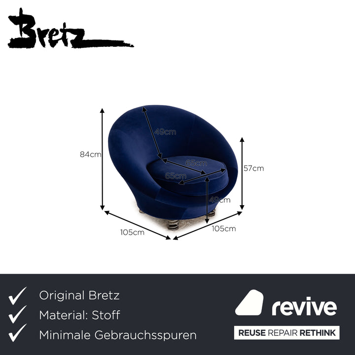 Bretz pool fabric armchair blue