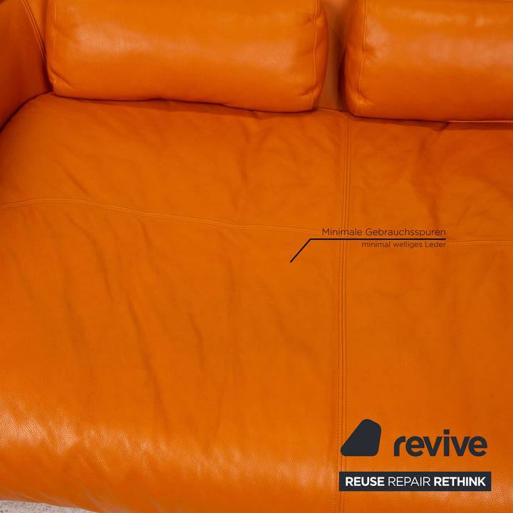 Bretz Slow Rider Leder Sofa Orange Dreisitzer Couch