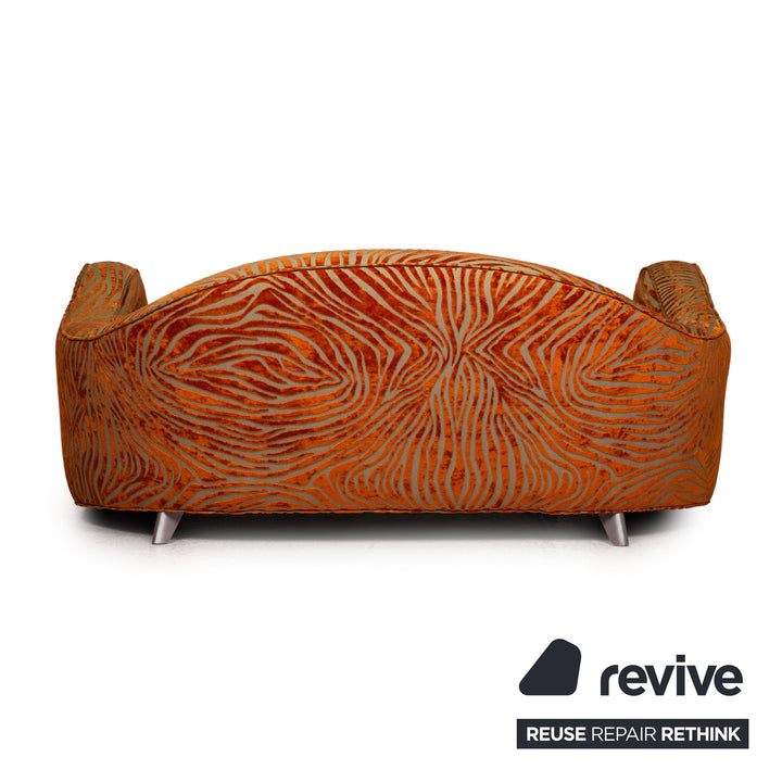 Bretz Slow Rider Fabric Sofa Orange Four Seater Couch