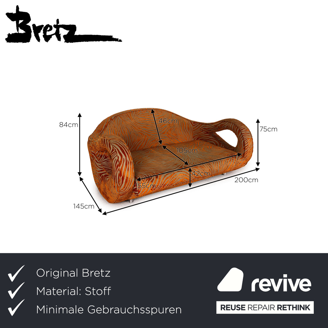 Bretz Slow Rider Fabric Sofa Orange Four Seater Couch