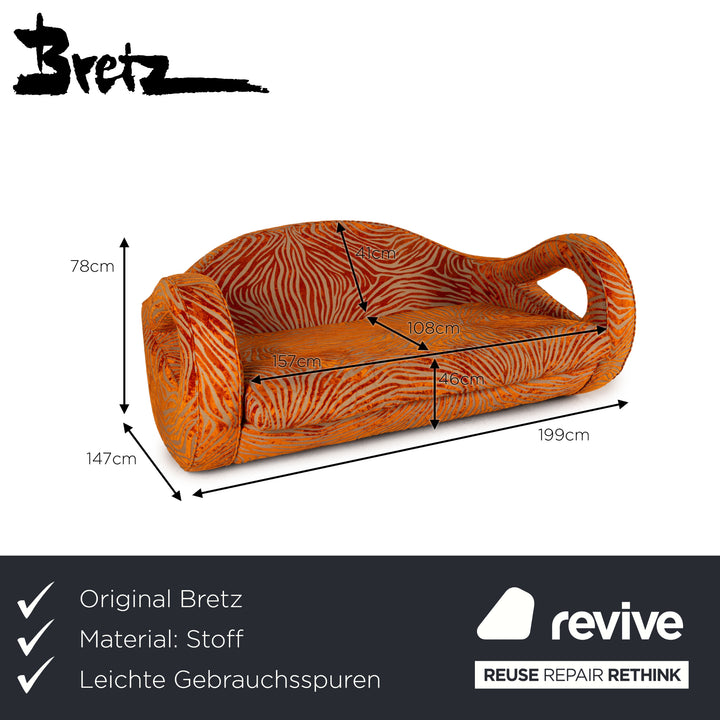 Bretz Slow Rider Fabric Sofa Orange Four Seater Couch Pattern