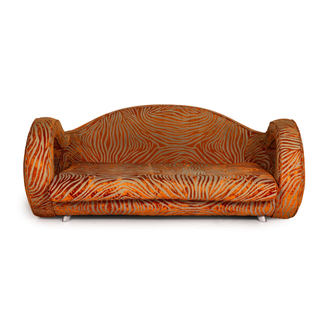 Bretz Slow Rider Fabric Sofa Orange Four Seater Couch