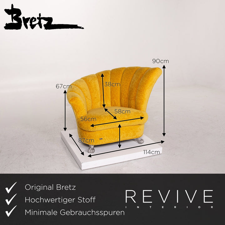 Bretz Stoff Sessel Garnitur Gelb 1x Sessel 1x Hocker #13708