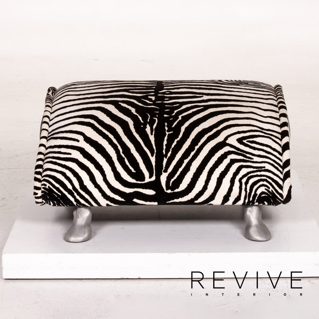 Bretz fabric armchair incl. stool zebra black white rocker function #14806