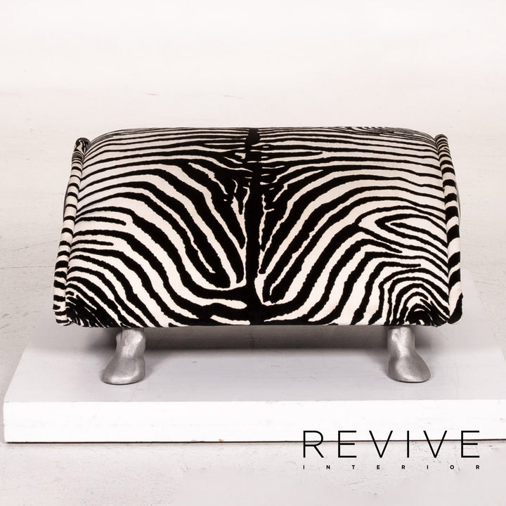 Bretz fabric armchair incl. stool zebra black white rocker function #14806