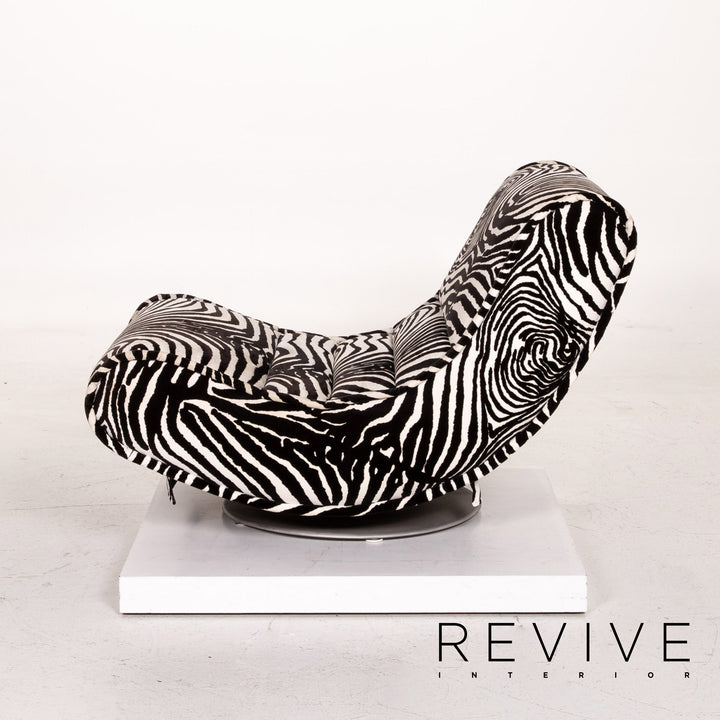 Bretz fabric armchair incl. stool zebra black white rocker function #14806