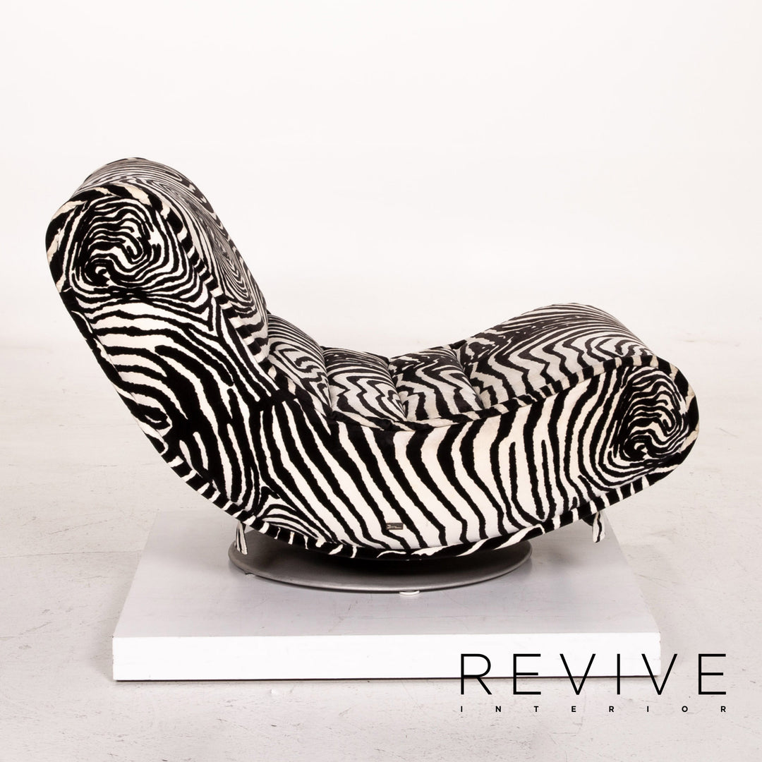 Bretz fabric armchair incl. stool zebra black white rocker function #14806