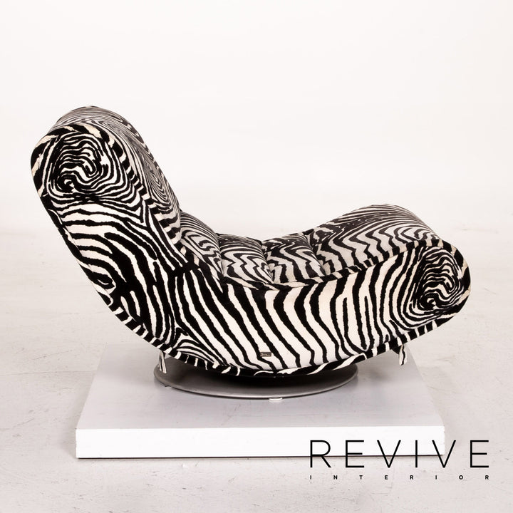 Bretz fabric armchair incl. stool zebra black white rocker function #14806