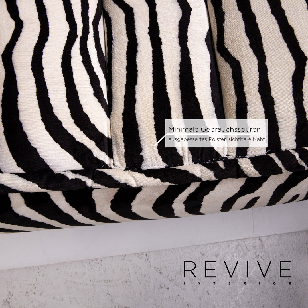Bretz fabric armchair incl. stool zebra black white rocker function #14806