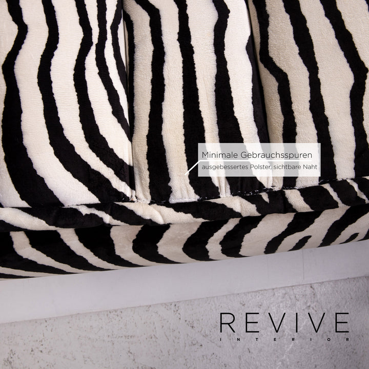 Bretz fabric armchair incl. stool zebra black white rocker function #14806
