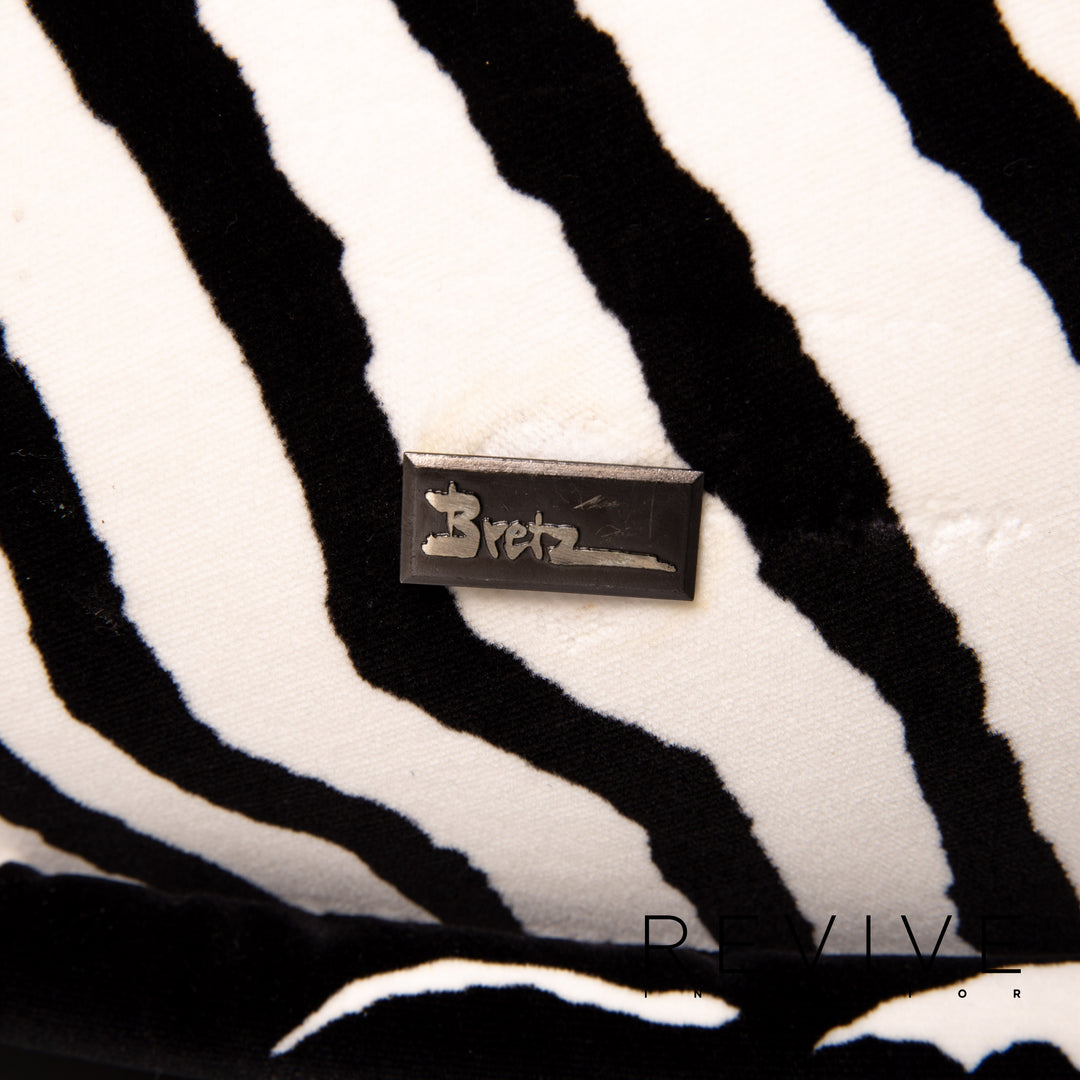 Bretz fabric armchair incl. stool zebra black white rocker function #14806