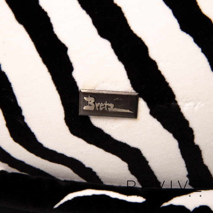 Bretz fabric armchair incl. stool zebra black white rocker function #14806
