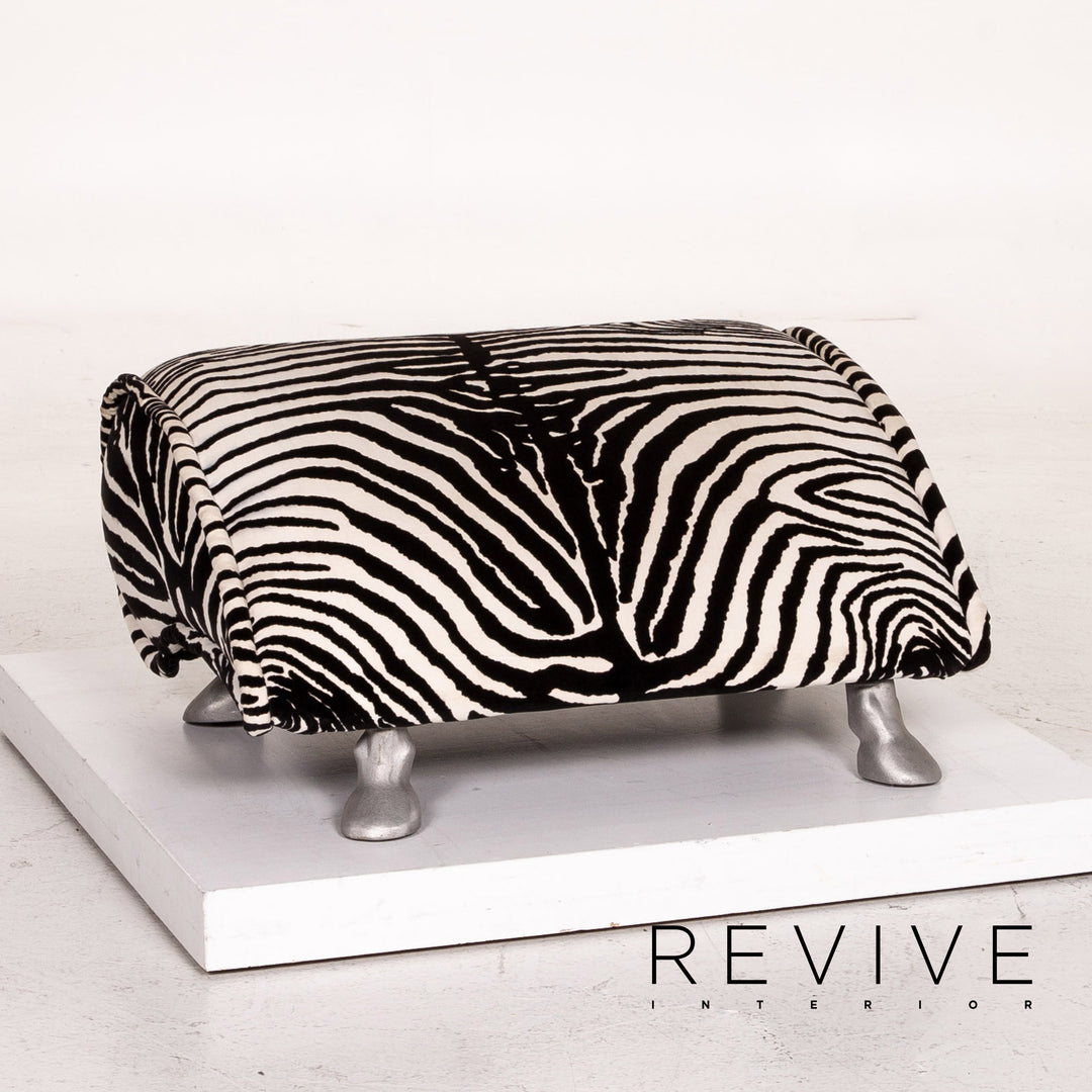 Bretz fabric armchair incl. stool zebra black white rocker function #14806