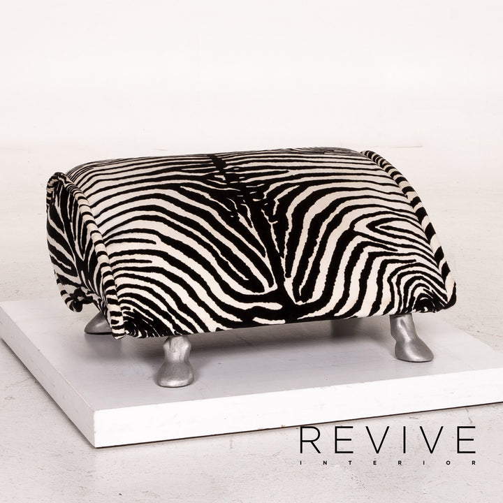 Bretz fabric armchair incl. stool zebra black white rocker function #14806