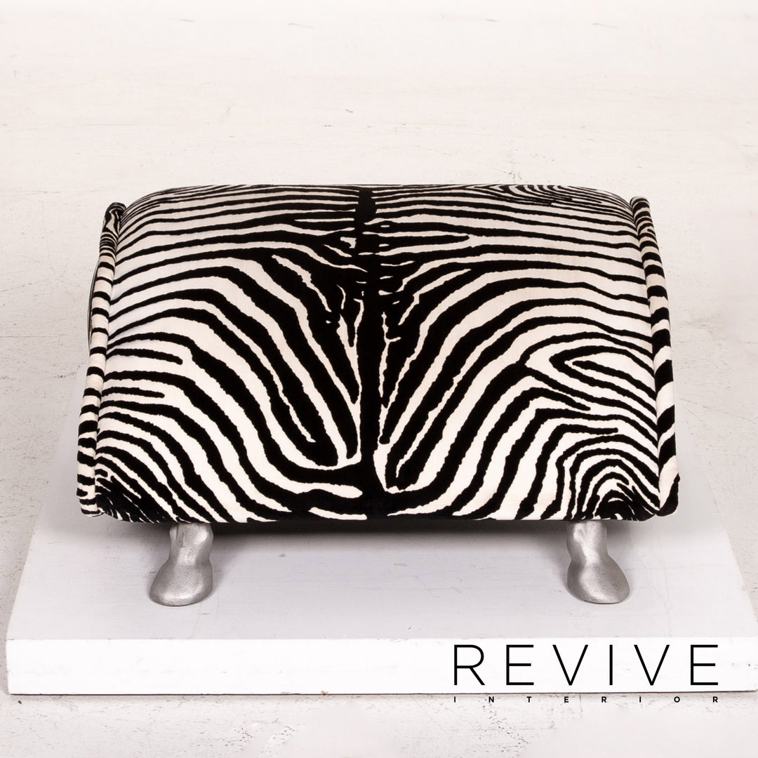 Bretz fabric armchair incl. stool zebra black white rocker function #14806