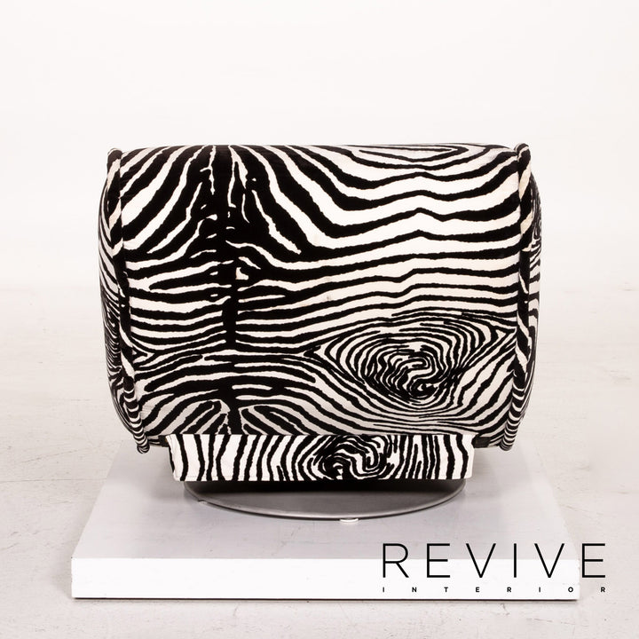 Bretz fabric armchair incl. stool zebra black white rocker function #14806