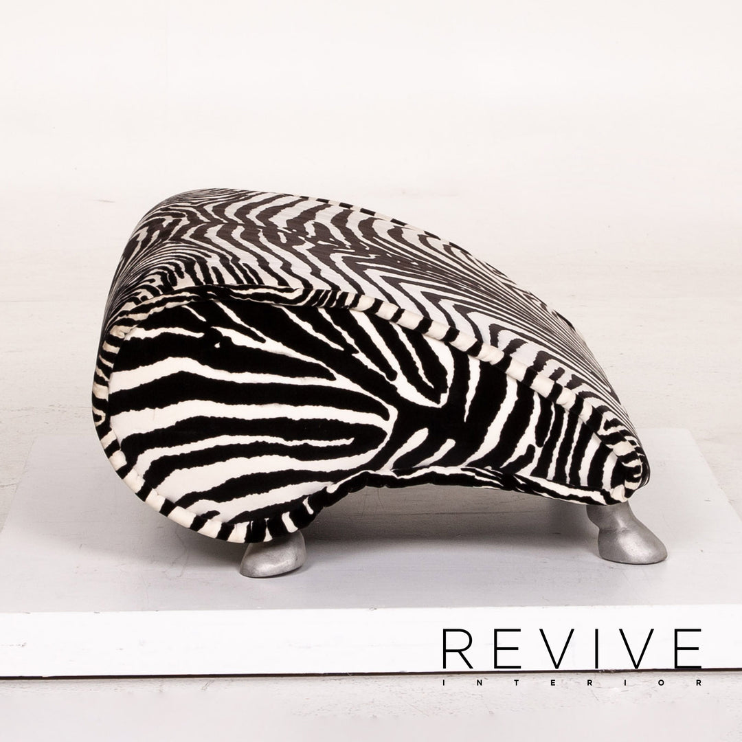 Bretz fabric armchair incl. stool zebra black white rocker function #14806