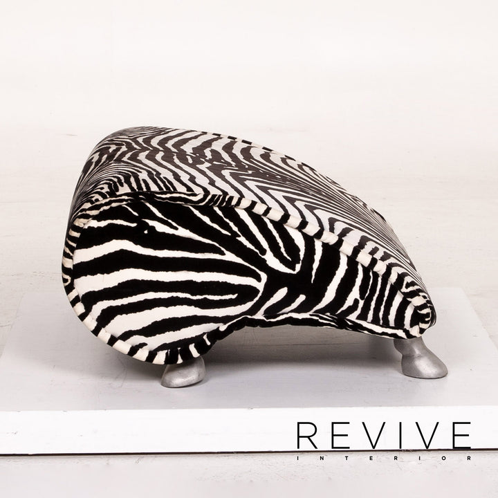 Bretz fabric armchair incl. stool zebra black white rocker function #14806