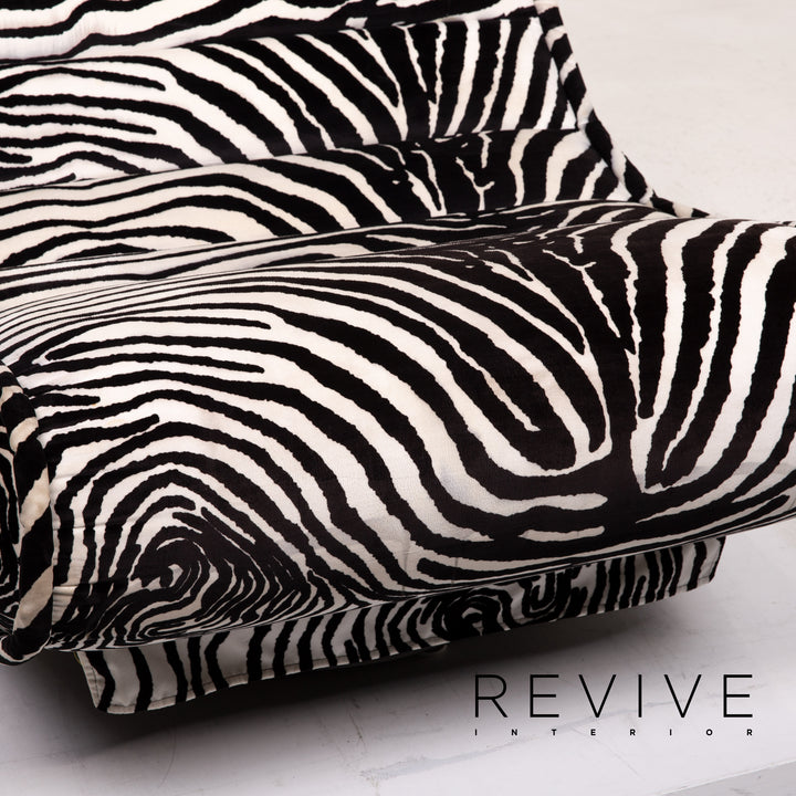 Bretz fabric armchair incl. stool zebra black white rocker function #14806