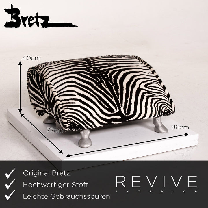 Bretz fabric armchair incl. stool zebra black white rocker function #14806