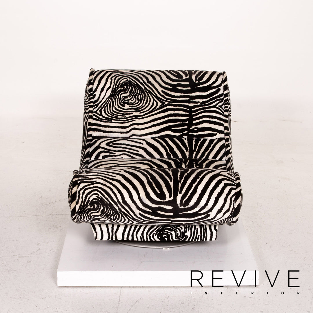 Bretz fabric armchair incl. stool zebra black white rocker function #14806