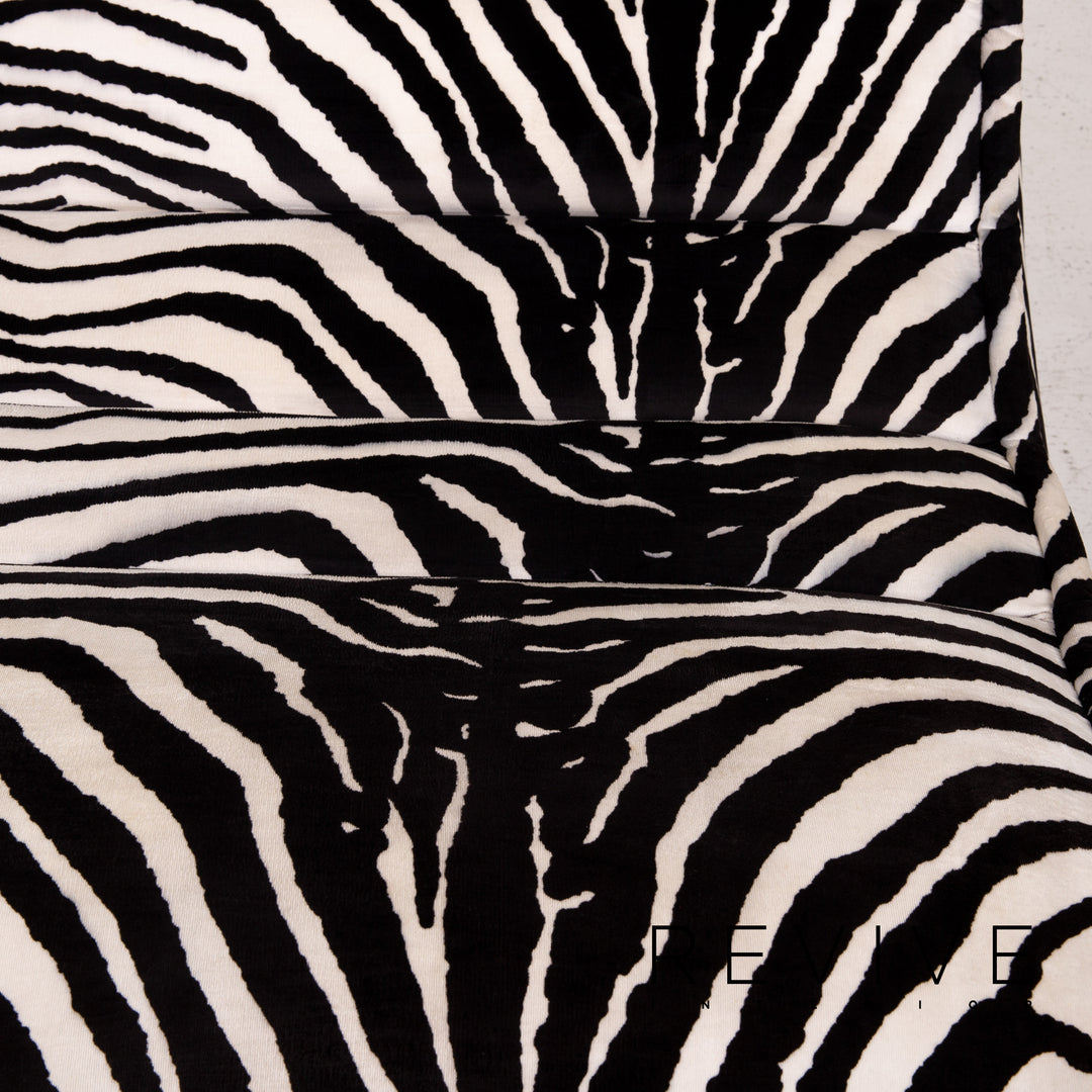 Bretz fabric armchair incl. stool zebra black white rocker function #14806