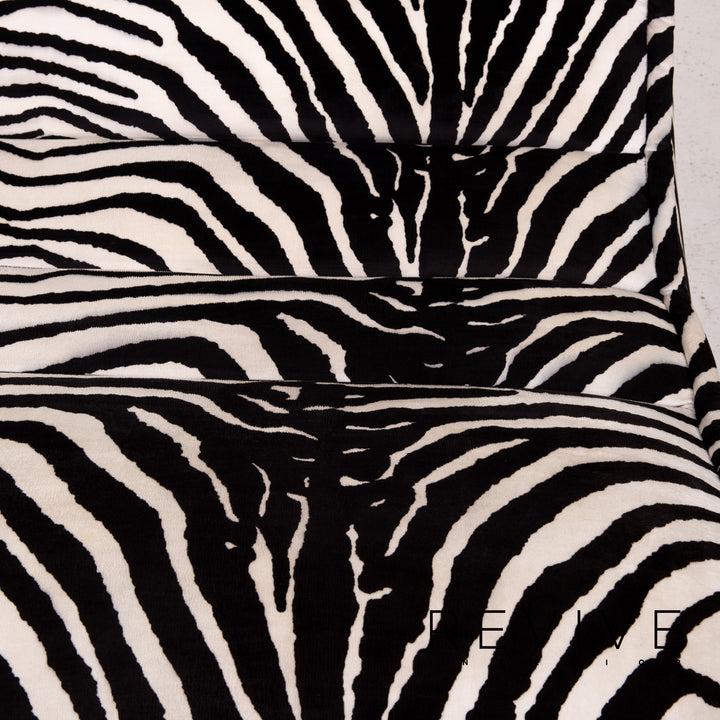 Bretz fabric armchair incl. stool zebra black white rocker function #14806