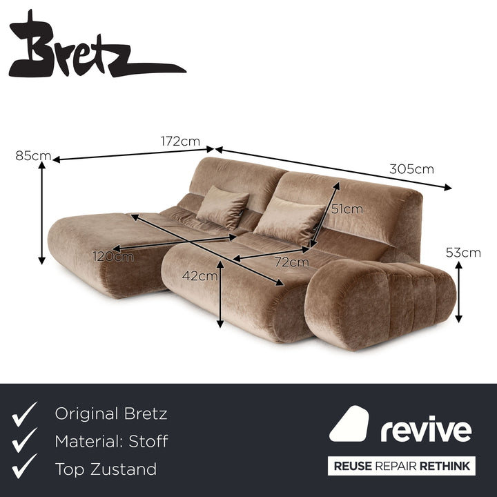 Bretz Wave Stoff Viersitzer Braun Sofa Couch