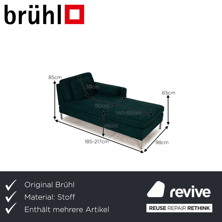 Brühl Alba fabric lounger set green sofa couch long chair function new cover