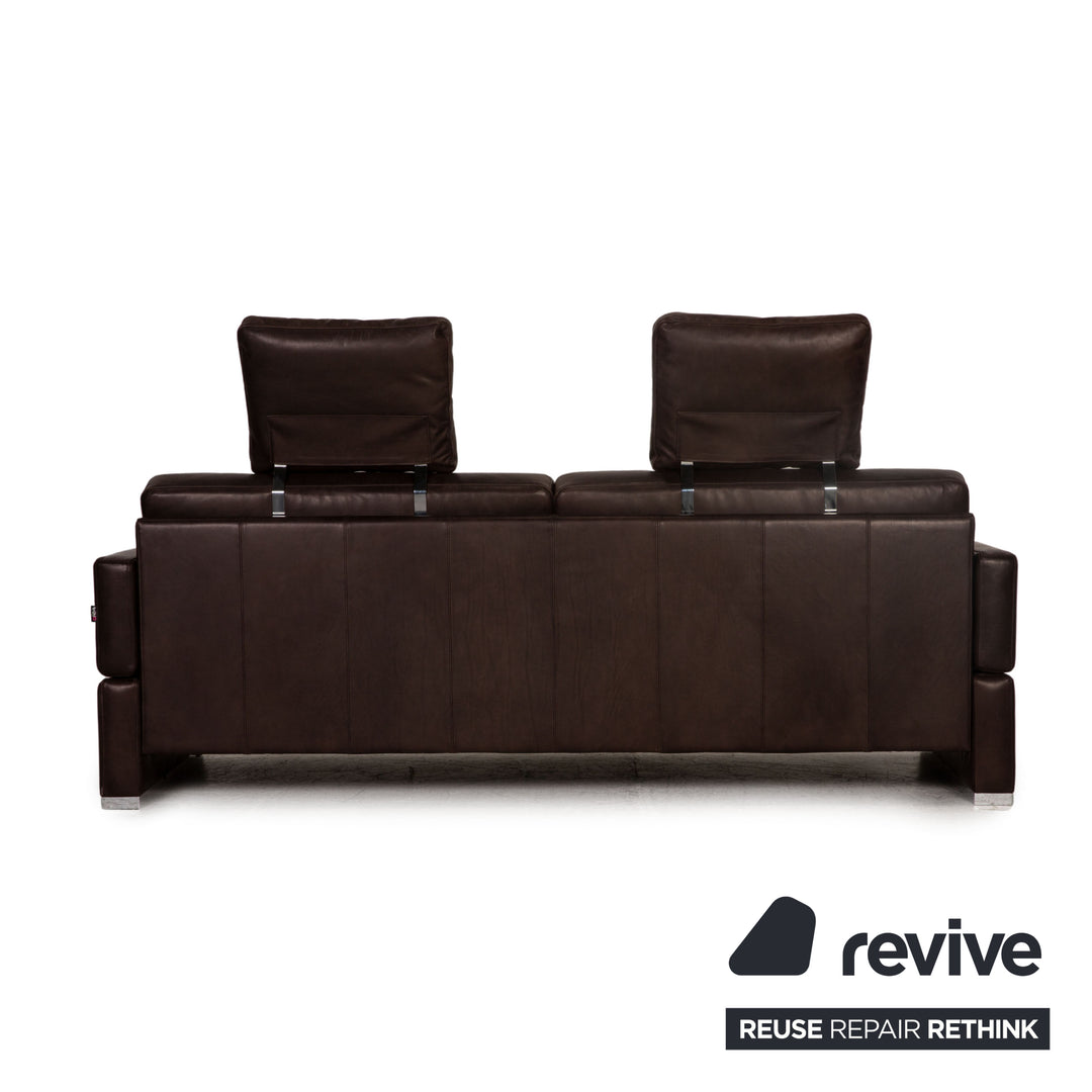 Brühl Amber Leather Three Seater Brown Sofa Couch Function