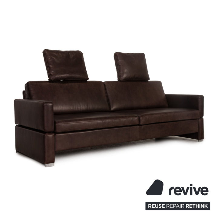 Brühl Amber Leather Three Seater Brown Sofa Couch Function