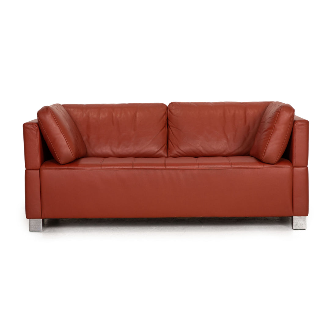Brühl Carrée Leder Zweisitzer Orange Sofa Couch