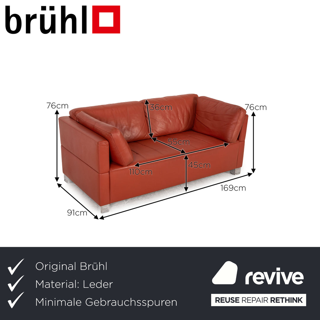 Brühl Carrée leather two-seater orange sofa couch
