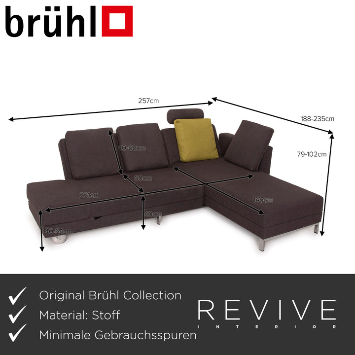 Brühl Four Two fabric sofa gray corner sofa function reclining function