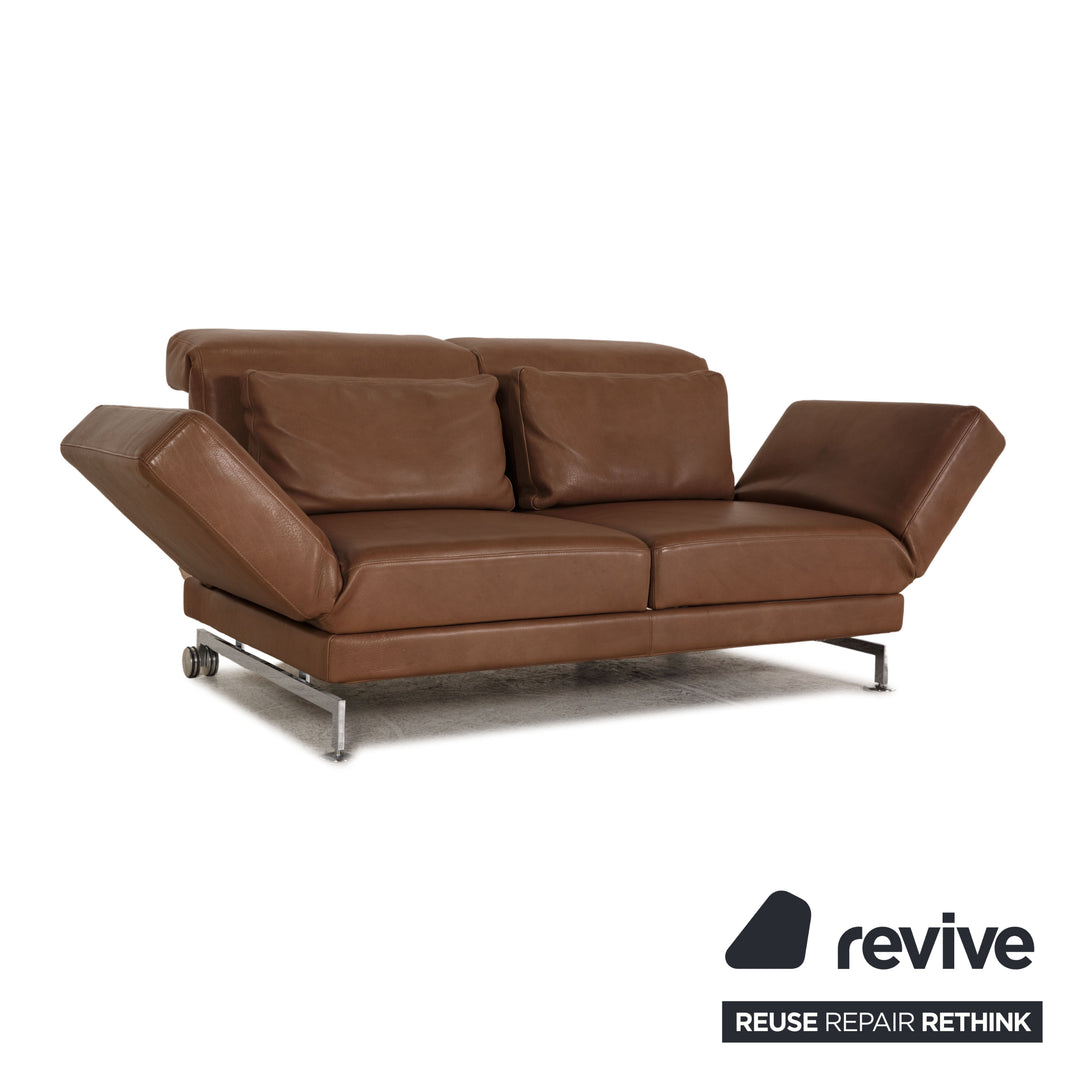 Brühl Moule leather sofa brown two-seater couch function relaxation function