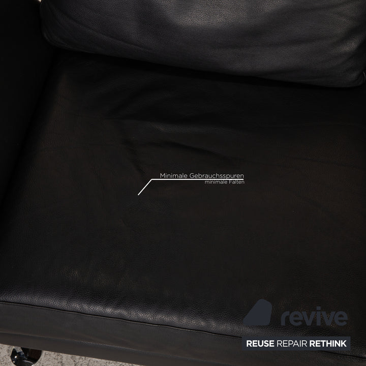 Brühl Moule (medium) Leder Sofa Schwarz Zweisitzer Couch Funktion Relaxfunktion