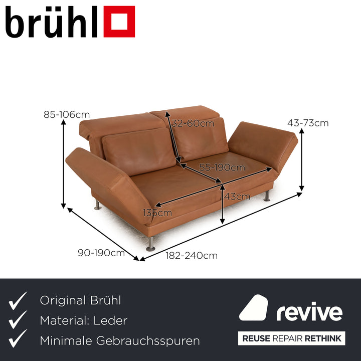 Brühl Moule Leder Zweisitzer Braun Sofa Couch manuelle Funktion