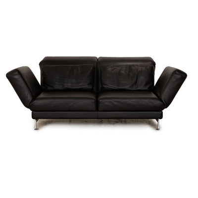 Brühl Moule Leder Zweisitzer Schwarz Sofa Couch manuelle Funktion Schlaffunktion