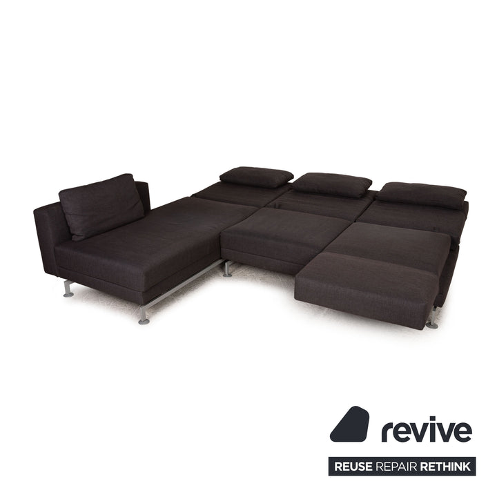 Brühl Moule Stoff Sofa Garnitur Anthrazit Ecksofa Hocker Funktion Relaxfunktion