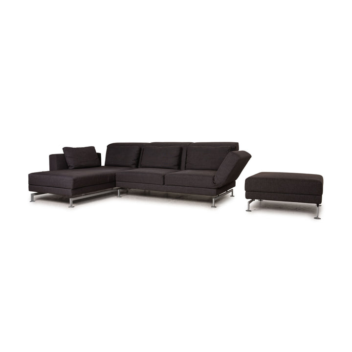 Brühl Moule Stoff Sofa Garnitur Anthrazit Ecksofa Hocker Funktion Relaxfunktion