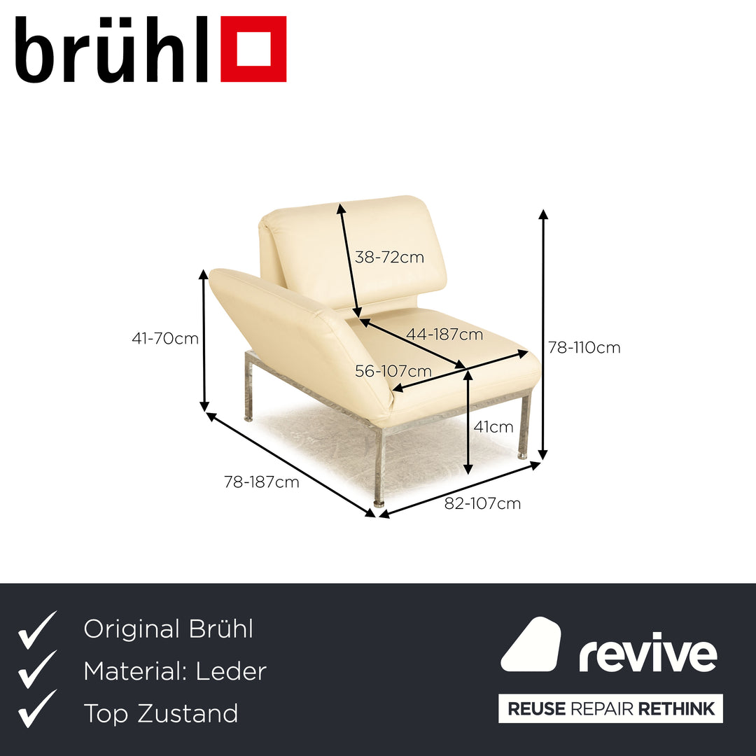 Brühl Roro Leder Sessel Creme manuelle Funktion Relaxfunktion Schlaffunktion Armlehne links