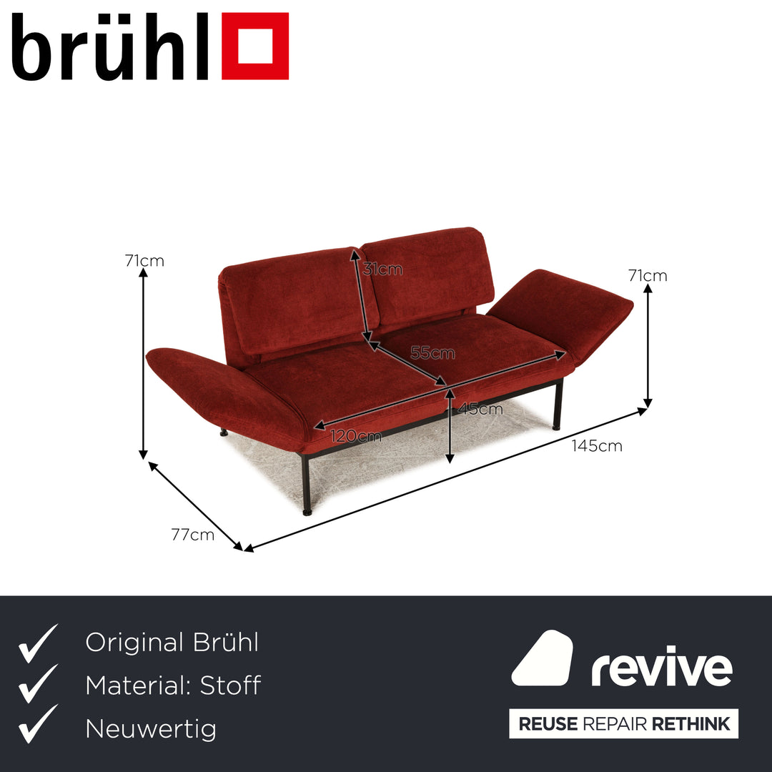 Brühl Roro Stoff Zweisitzer Rot Sofa Couch Funktion