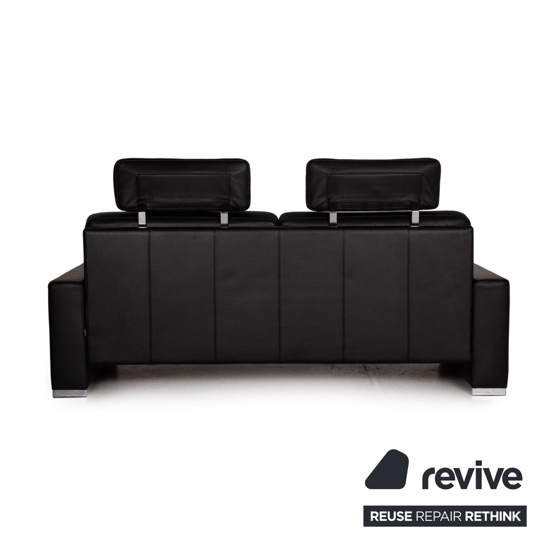 Brühl & Sippold Alba Leder Sofa Schwarz Zweisitzer Couch