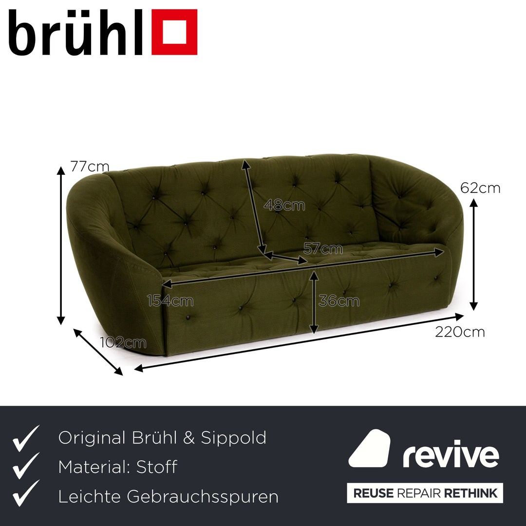 Brühl & Sippold Avec Plaisir Stoff Sofa Grün Dreisitzer Couch