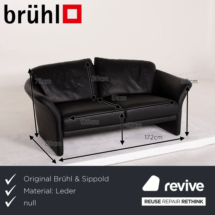 Brühl Boa Leder Sofa Garnitur Schwarz Zweisitzer Sessel #15249