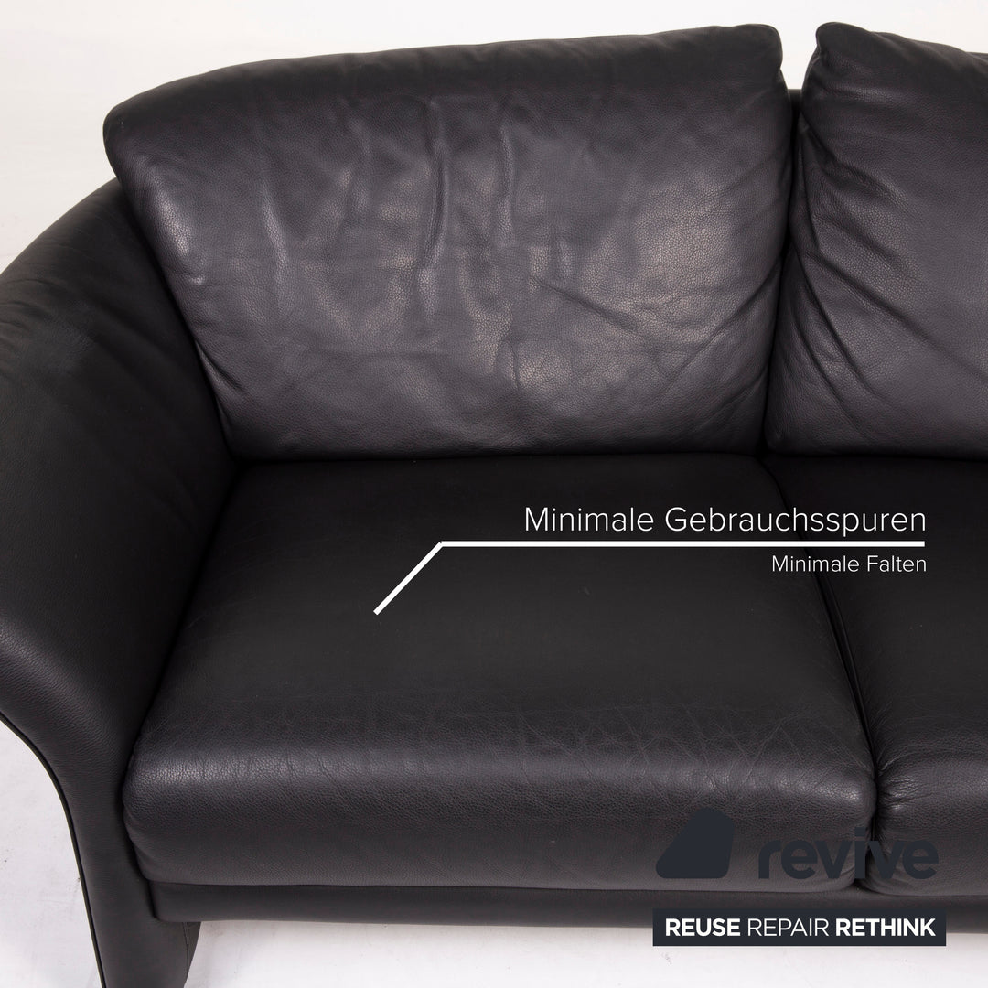 Brühl Boa Leather Sofa Black Two Seater #14862